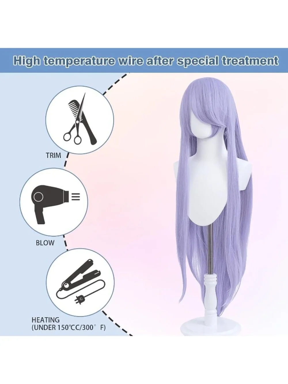 Women's Lavender 100 Cm Heat Resistant Universal Straight Costume Long Wigs